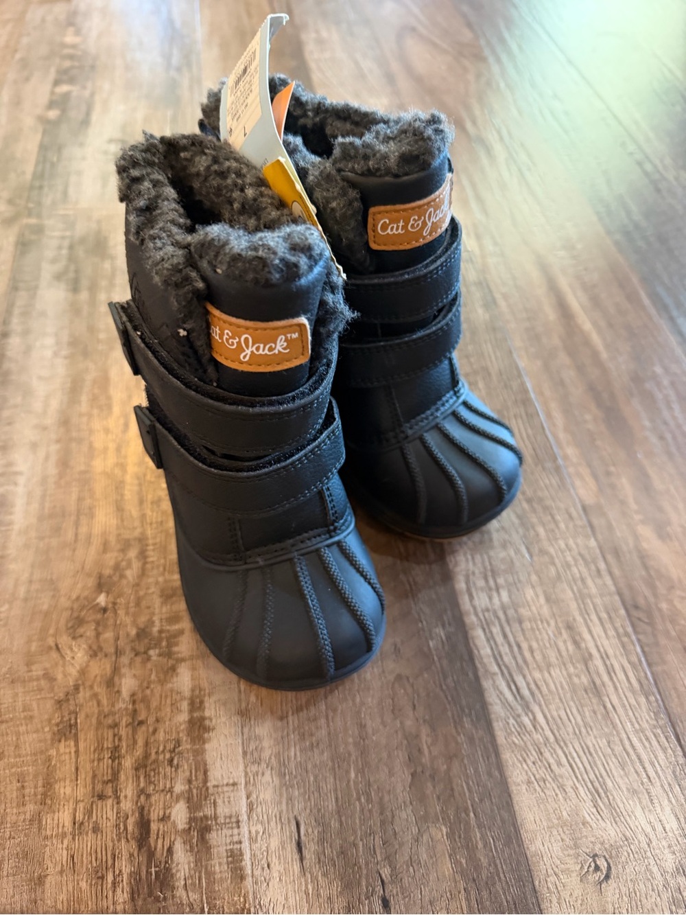Cat & Jack Black Fleece-Lined Kids Winter Boots Sz 7